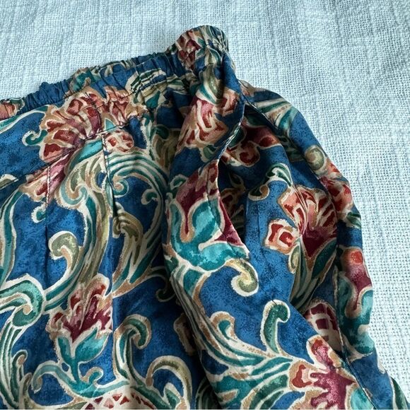 Y2K Silk Xposure Shorts Paisley Blue Red High Waist Elastic SZ S - Picture 5 of 15